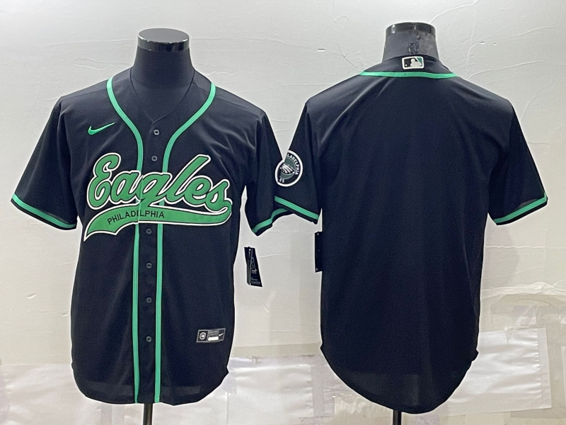 Men's Philadelphia Eagles Blank Black Cool Base Stitched Baseball Jersey Men's Philadelphia Eagles Blank Black Cool Base Stitched Baseball Jersey